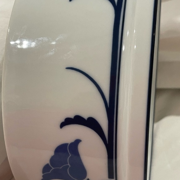 DANSK Tivoli “Belles Fleurs” BLUE Round Soufflé Casserole Baking Dish 8.25” RARE - Picture 6 of 9